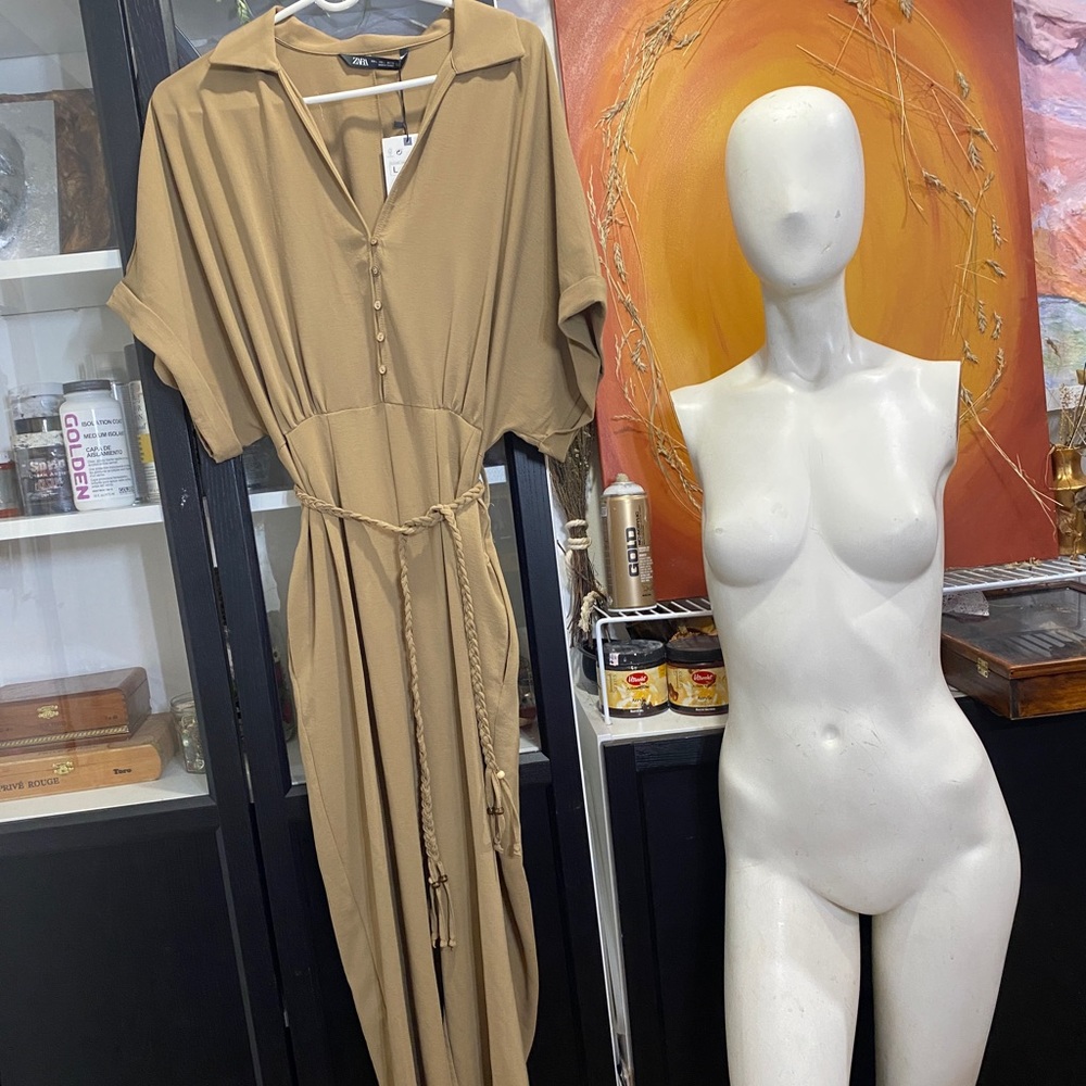 Tan Zara Summer Jumpsuit NWT